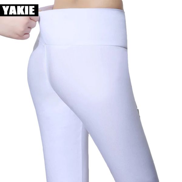 Capris couleur bonbon 2022 été haute Stretch femmes Pantalon coton dames crayon Pantalon taille haute Pantalon Femme vêtements 5XL