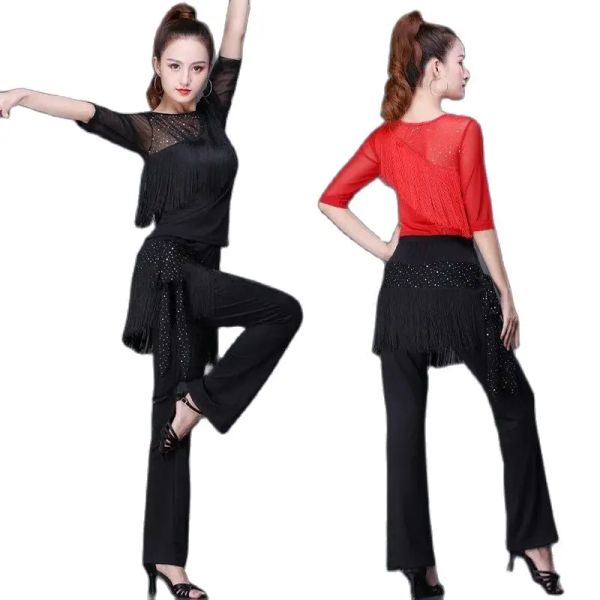 Capris Pantalons De Mode Nouveau Costume De Danse De Marin De Danse Carrée Pantalon De Danse Sarouel Pantalon À Pompon Pantalon De Dames De Tempérament Noir