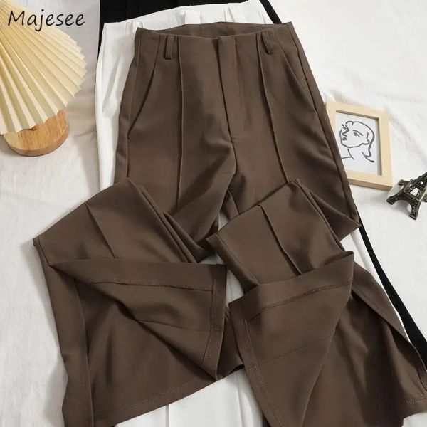 Pantalones Capris acampanados para mujer, corte de bota, cintura alta, liso, combina con todo, estilo coreano, oficina, temperamento de otoño, ropa elegante para mujer