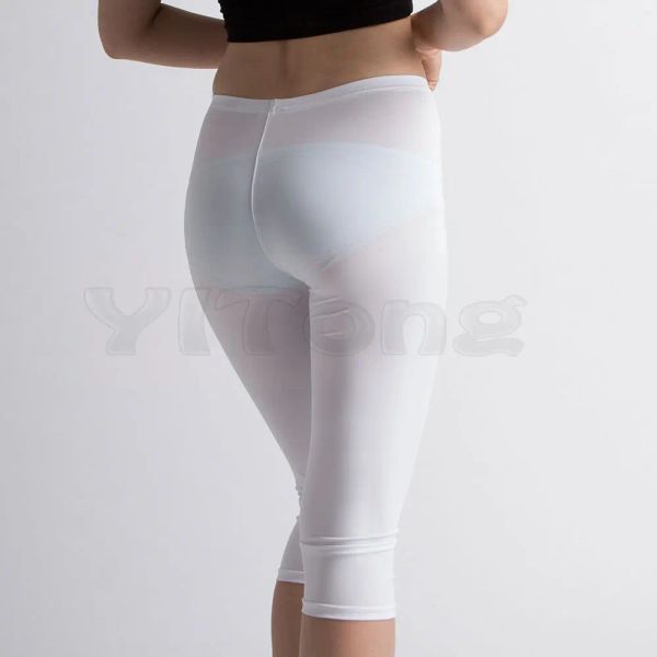 Capris Hot Sexy Hip White Transparente Pencial Pantalones Bottom Slim Hip Soft Legging Ver a través de los pantalones de moda