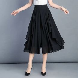 Capris coréen Fashion Femmes Summer Oversize Chiffon Jupe Pantal
