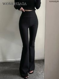 Capris coréen Vintage TVVOVVIN Slim automne 2022 taille haute décontractée pantalon évasé femme mode doux pantalon de sport J8BD