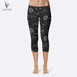 Capris Letsfind 2020 été nouveauté 3d belle galaxie imprimer taille haute mi-mollet Leggings mode femmes Fiess Legging