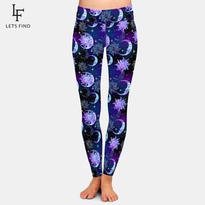 Capris Letsfind hermoso cielo nocturno sol luna y estrellas impresión Digital mujeres Leggings cintura alta pantalones elásticos Fiess