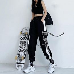 Capris mingliusili calças de carga alta rua feminina coreia fsahion 2022 calças verão streetwear oversize allmatch preto calças esportivas