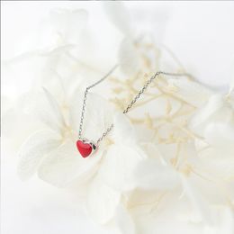 Capris nasiya sterling sier bijoux set moderne coeur rouge collier de boucles d'oreilles