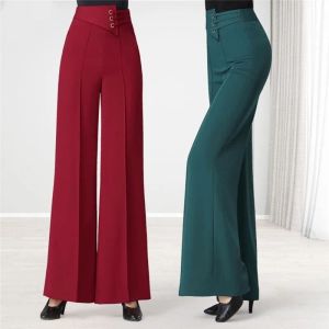 Capris Nuevos pantalones de baile para mujer, cintura alta, pierna ancha, baile de salón, baile de salón, Samba Chacha, baile latino, baile cuadrado, práctica de baile