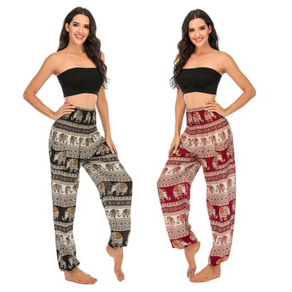 Capris plus récent thaïlande mode éléphant conception sarouel rayonne tissu haute qualité femmes pantalon de survêtement livraison directe