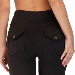 Capris Normov Pocket Fiess Leggings Mujeres sexy Patchawork empuje hacia arriba de la cintura alta entrenamiento elástico Leggins Feamle Slim Solid Jeging