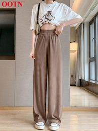 Capris OOTN Mode coréenne Beige Bureau Lady Pantalon pour femmes Brwon Pantalon élégant 2022 Été Long Joggers Casual Pantalon taille haute