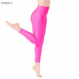 Capris OVIGILY 22 colores Leggings de cintura alta para niños para niñas Gimnasia Pantalones de baile de spandex de nailon Pantalones de fitness ajustados negros para niños