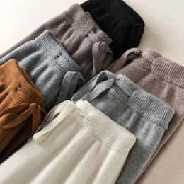 Capris gruesos calientes calientes elegantes chic básico suave suave pantalones de mujer de la cintura de la cintura coreana pantalones de longitud llena para mujeres
