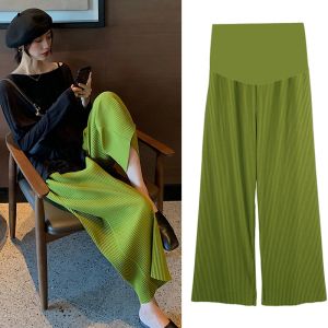 Capris breed been los rechte geplooide zwangerschapsbroek lente zomer 4xl 3xl buikkleding voor zwangere vrouwen casual zwangerschaps broek