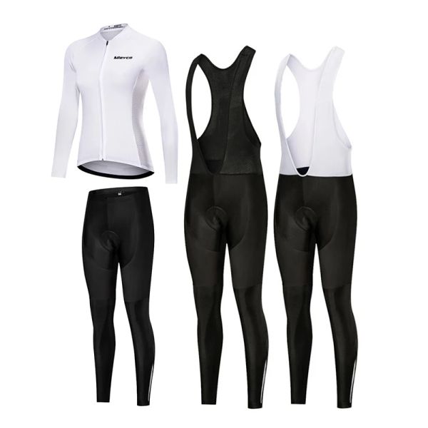 Capris femmes vêtements de cyclisme femme à manches longues ensemble blanc Pro équipe équitation pour vélo vtt 5D Gel Pad pantalon Kit Roupa Ciclismo Feminina