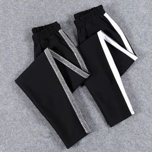 Capris Pantalones De Mujer estilo coreano estudiante pista Internet caliente Casual alta Pantalones elásticos Harem Pantalones De Mujer De gran tamaño