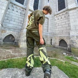 Capris – pantalon Hip Hop pour femmes, Cargo décontracté avec lettres, pour hommes et femmes, Y2k, tissu de haute qualité, Ins automne rétro, jambes larges personnalisées