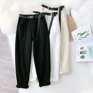 Capris Retro Retro Simple Color sólido Pantalones Harem Harem 2022 Spring NUEVO Estilo Damas sueltas Algodón suave Casional Wideleg Pants