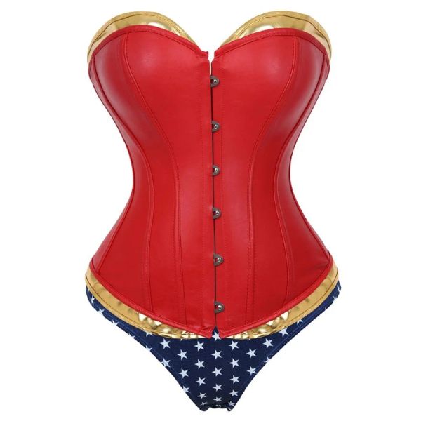 Capris Femmes sexy fausse cuir corset bustier Body Shapewear avec pantalon chaud Costume de cosplay de super-héros plus taille