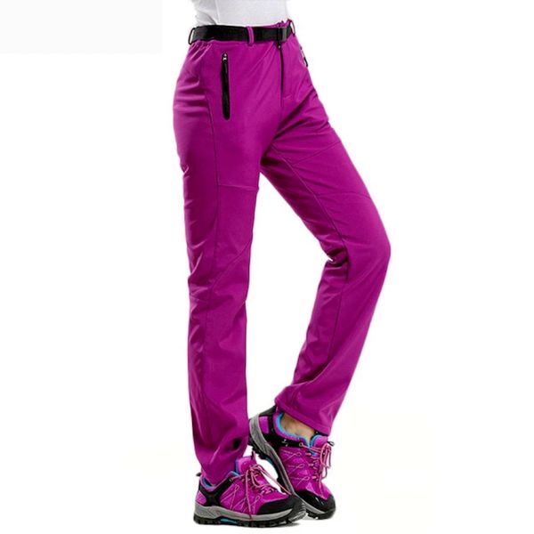 Pantalones Capris Softshell para mujer, pantalones de pesca, Camping, senderismo, esquí, impermeables, a prueba de viento, pantalones gruesos y cálidos de lana