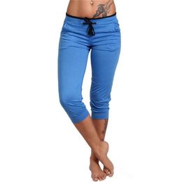 Capris Women Color sólido Biros de dibujo Cortada Casual 2020 Nuevos pantalones Harem Joggers Summer Pants Street Wear