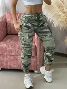 Capris Y2K Vintage Harajuku Streetwear Casual Camouflage Cargo Pantalon Parachute Taille Haute Droite Camo Pantalon Jambe Large Femmes Vêtements