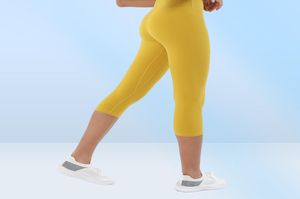Capris Yoga Leggings Vêtements De Sport Femmes Leggings Couleur Unie Taille Haute Hanche De Levage Pêche Hanche Exercice Aligner Pantalon Collants Entraînement4416024