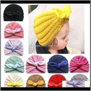 Gorras Accesorios Bebé Maternidad Drop Entrega 2021 Niñas Pajarita Punto 12 Diseños Invierno Color Caramelo Elástico Tejido Niños Niños Moda Esquí