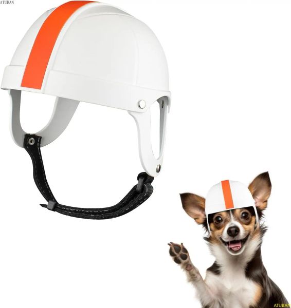 Caps Atuban Dog Casque Casque pour animaux de compagnie de moto pour petit chien Cat de sécurité dure avec protection de la tête de ceinture réglable pour la conduite au chiot