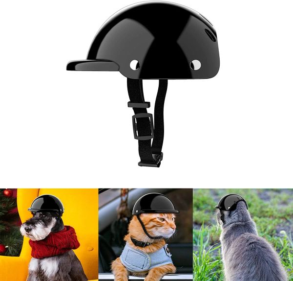 Casquettes ATUBAN Casque pour Animaux de Compagnie, Casquette de sécurité pour Chien Chat, Chapeau de vélo de Moto, Protection Contre la Pluie et Le Soleil rembourré Doux en Plein air pour protéger la tête de l'animal