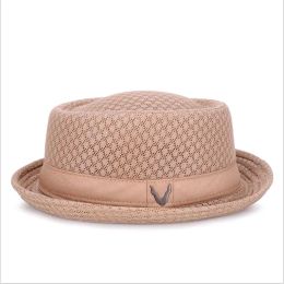 Caps Houstable Hat Angleterre Mesh Paille plate Rétro Angleterre jazz pliable Chapeaux de soleil Panama Casual Party Caps Fedora