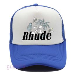 Casquettes Casquette de Baseball en maille verte pour hommes et femmes, broderie unisexe, collections Rhude, chapeau de camion décontracté, Bonnet Rhude réglable BRBA HZ7K HZ7K