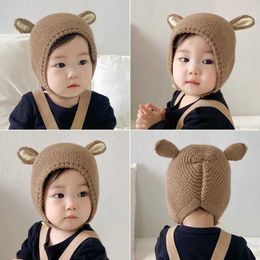 Caps chapeaux 0-2 an bébé chapeau automne et oreille hivernale lapin en tricot enfant chapeau bébé chapeau laine mignon accessoires bébé nouveau-né d240509