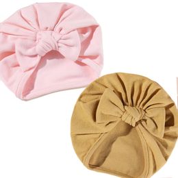 Caps hoeden 0-8 maanden Babymeisjes Little Bow Beanie Pasgeboren Bowknot Turban Hat Toddlers Cute Boutique Bonnet Infant Headwear Cotton Headwrap