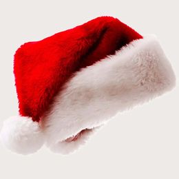 Caps Hoeden 1pc-Kerstmis Zwart Rood Pluche Hoed Kerstman Nieuwigheid Hoed Kinderen Kerstversiering Voor Jaar Thuis Kerstman Cadeau Feestartikelen 231115