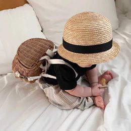 Caps Chapeaux 2024 Fashion Baby Straw Hat Newborn Panama Summer Sun Boys and Girls Childrens Bodet Outdoor Beach 1pc D240521