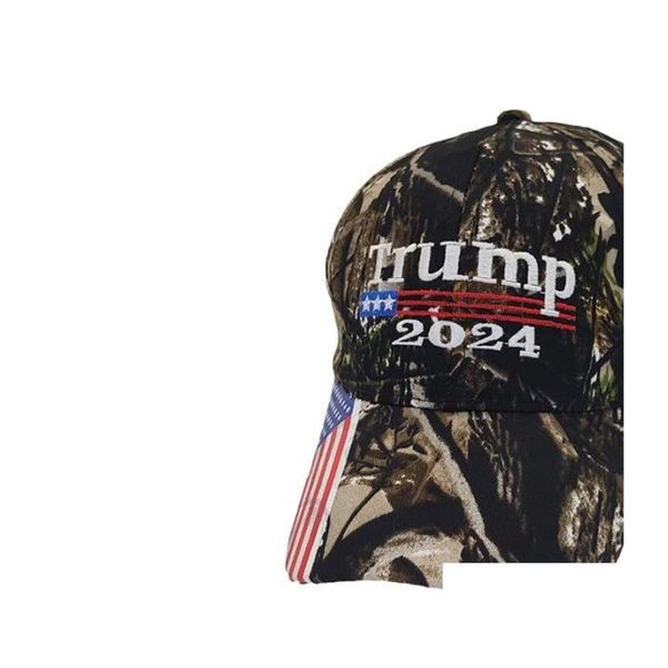 Casquettes Chapeaux 25pcs / DHS Camouflage Trump 2024 Chapeau de balle Femmes Hommes Designers Snapback Baseball Anti Biden US Flag Maga Summer Sun Visor Dhuf4