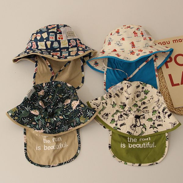 Cappelli Cappelli 6 36M Cappello da pescatore per bambini con risvolto al collo Gelato Stampa animalier Protezione solare a tesa larga Protezione solare estiva Protezione solare 230626