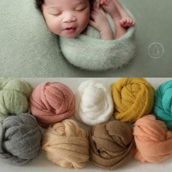 Gorras Sombreros 9 Color Born Pography Props Baby Wraps Po Shooting Accesorios Pograph Studio Manta Telón de fondo Mohair Tela elástica