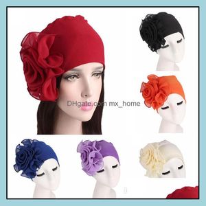 Casquettes Chapeaux Aessories Bébé, Enfants Maternité Femmes Bonnets Extensibles Avec Grande Fleur Perte De Cheveux Cap Turban Africain Boho Head Wrap Hijab Mariage