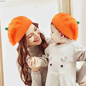 Caps chapeaux d'automne et d'hiver Parents et chapeaux pour enfants Halloween Pumpkin Beret Baby Hat Mother and Children Béret Soft Beret Gift for Boys and Girls WX