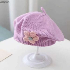 Caps chapeaux bébé Automne et hiver Bérets de fleurs mignons pour jeunes enfants chapeaux acryliques pour filles tricot les chapeaux d'artistes élastiques doux wx