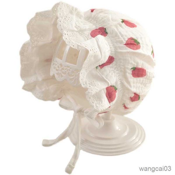 Casquettes Chapeaux Bonnet bébé Fait à la main Bonnet en dentelle blanche ivoire Chapeau nouveau-né Baptême Brodé Fleurs cadeau filles Garniture en dentelle.