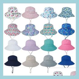 Caps Hats Baby Bucket Cap Kids Sun Fisher Round Top Brim Fisherman Hat Boys Girls Summer Beach Casual Kinderen Geschenk Fashion A DHGML 0418 0423