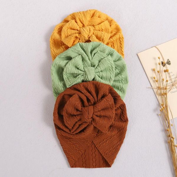 Gorras Sombreros Bebé Cable Knit Acanalado Turbante Bebés Elástico Accesorios para el cabello 2022 Niñas Niños Beanie Bonnet CapsCaps Gorras