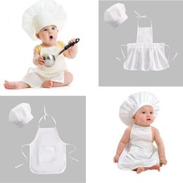 Caps Hoeden Baby Chef Schort Hoed voor Kinderen Kostuums Chef Baby Cook Kostuum geboren Pography Prop geboren Hoed Schort 230621