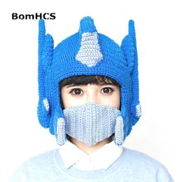 Casquettes chapeaux BomHCS Cool drôle casque Beanie hiver chaud 100 fait à la main tricot film périphérie S pour enfant L adulte 231013