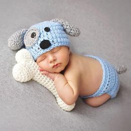 Casquettes chapeaux né bébé vêtements Crochet tricot Costume chien forme Po pographie accessoire accessoires Roupa De filles garçons casquettes casquettes