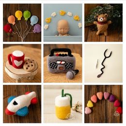 Caps Hoeden geboren Baby Pography Props Handgemaakte Wol Mini Cute Doctor Radio Koffie Sterren Vlieger Decoraties voor Studio Shoots Po 231009
