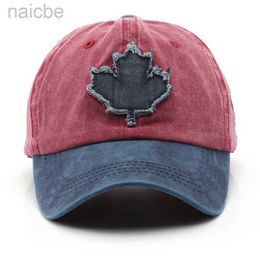 Caps Hats Canada Big Maple Leaf Borduurwerk honkbal pet vrouwen mannen vintage unisex gewassen katoenen honkbal petten buiten sportvissen hoeden d240425