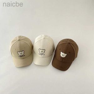 Caps Hats Cartoon Bear Baby Baseball Cap Cute Solid Color Kids Boy Girl Peaked Hat Spring Summer Children Outdoor Sun Visors Caps Gorras D240425